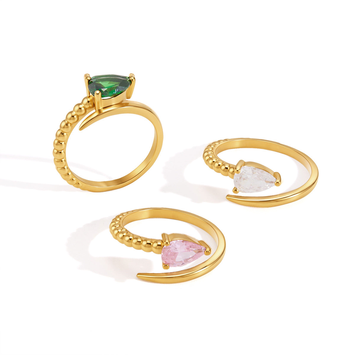 Damen eleganter und hypoallergener Ring mit grünem Stein Shop Nory