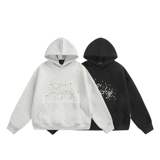 Unisex Oversize Kapuzenpullover mit Perlen‑ und Strassapplikation Shop Nory