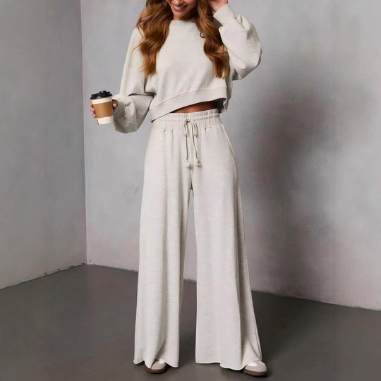Damen weite High-Waist Loungehose mit Kordelzug und Seitentaschen Shop Nory