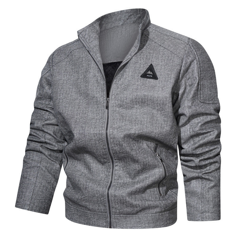 Herren Denim‑Optik Bomberjacke mit Stehkragen, gesteppter Schulterpasse und Reißverschluss Shop Nory