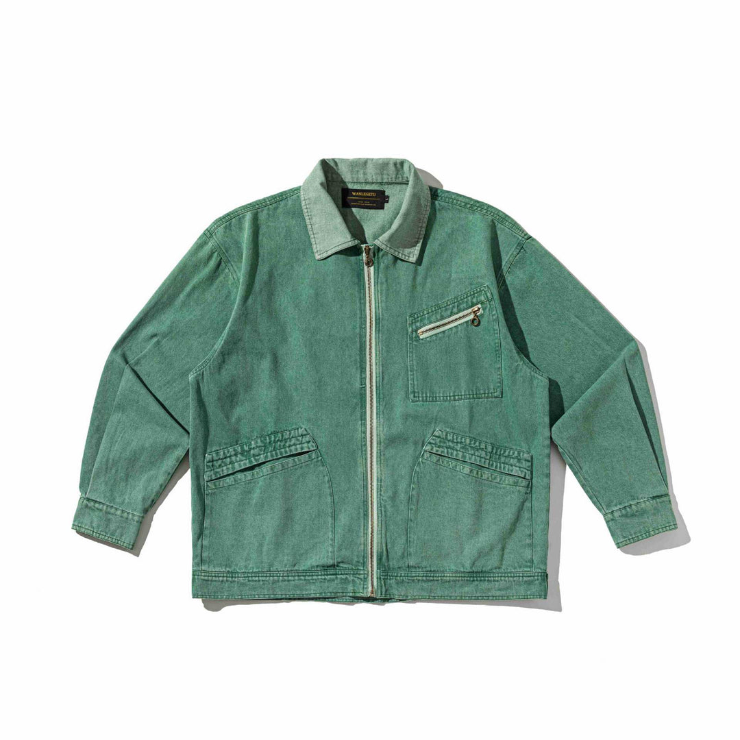 Herren Denim-Workwear-Blousonjacke mit durchgehendem Reißverschluss und Zip‑Brusttasche Shop Nory