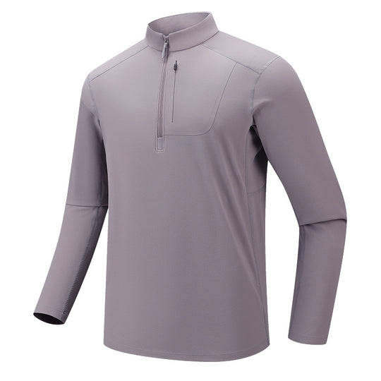 Herren Funktionelles Langarm-Trainingstop mit Stehkragen und Reißverschluss-Ärmeltasche Shop Nory