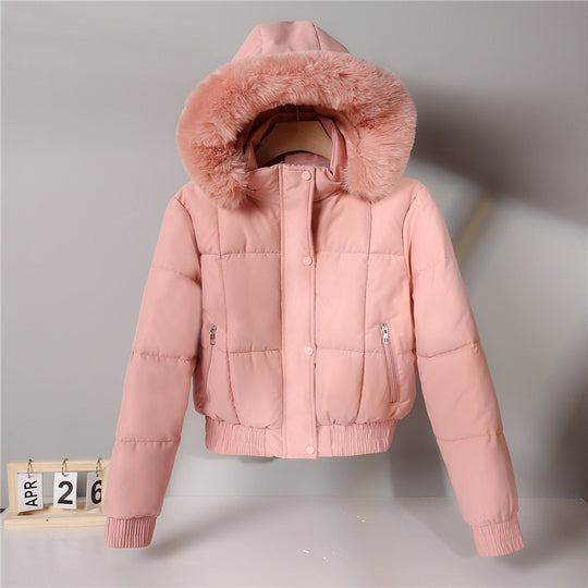 Damen nan gesteppte Bomberjacke mit Kapuze und Kunstfellbesatz Shop Nory