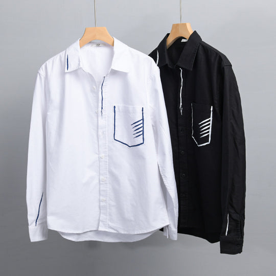 Herren Leichtes Baumwoll-Overshirt mit Kontrastnaht und aufgesetzter Brusttasche Shop Nory