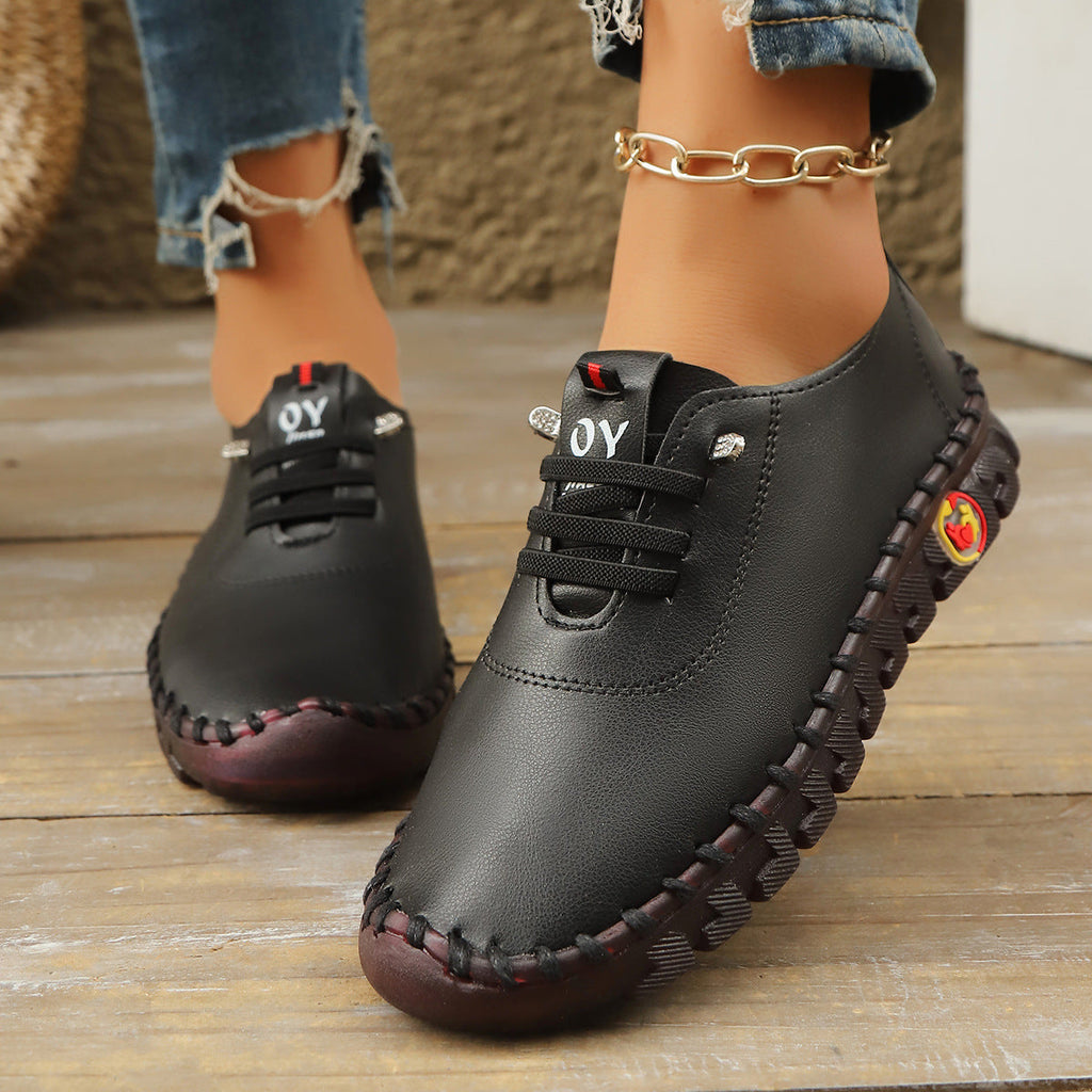 Damen Atmungsaktive und bequeme Freizeitschuhe mit elastischen Schnürsenkeln Shopnory
