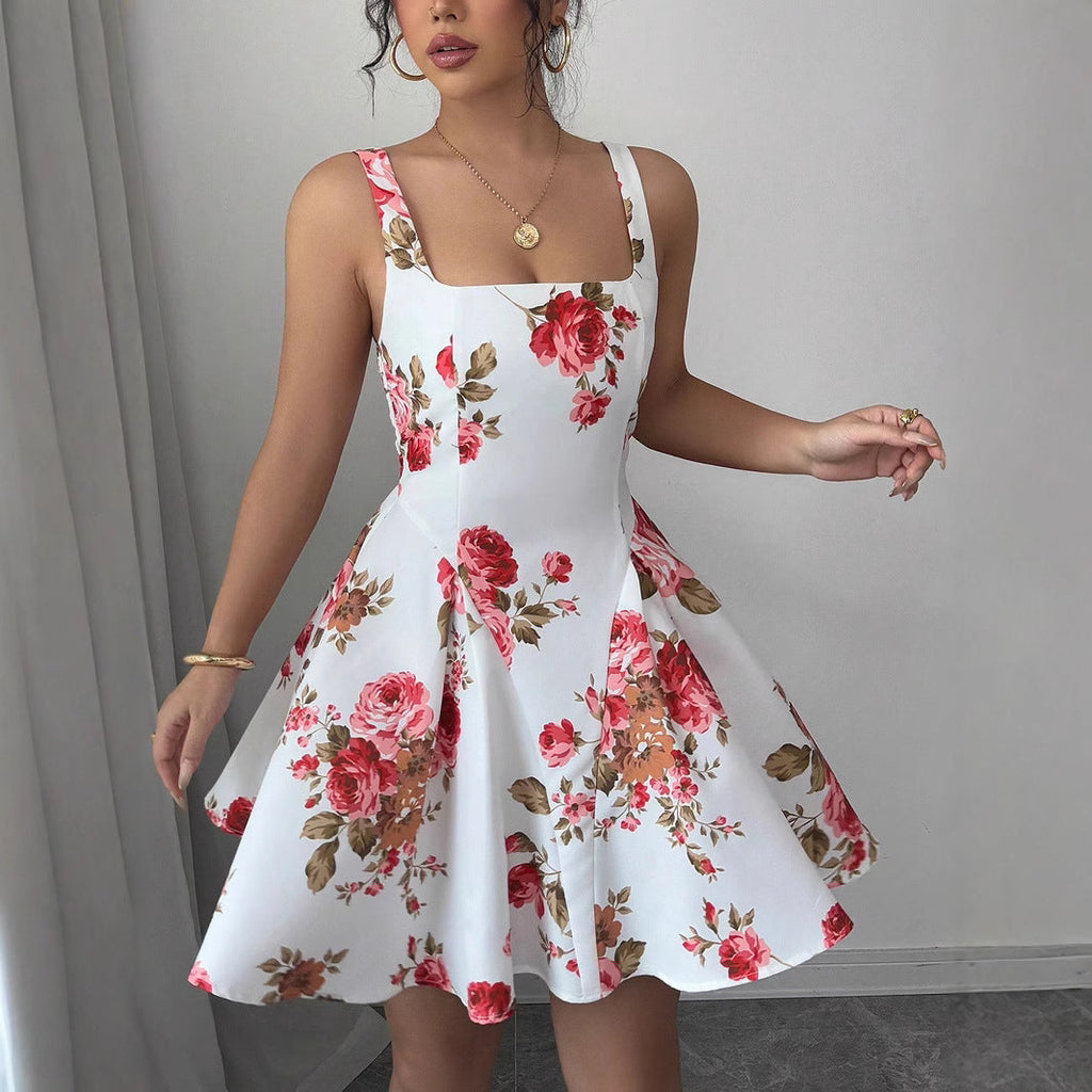 Damen Sommerliches Fit-and-Flare Kleid mit Blumenmuster Shopnory