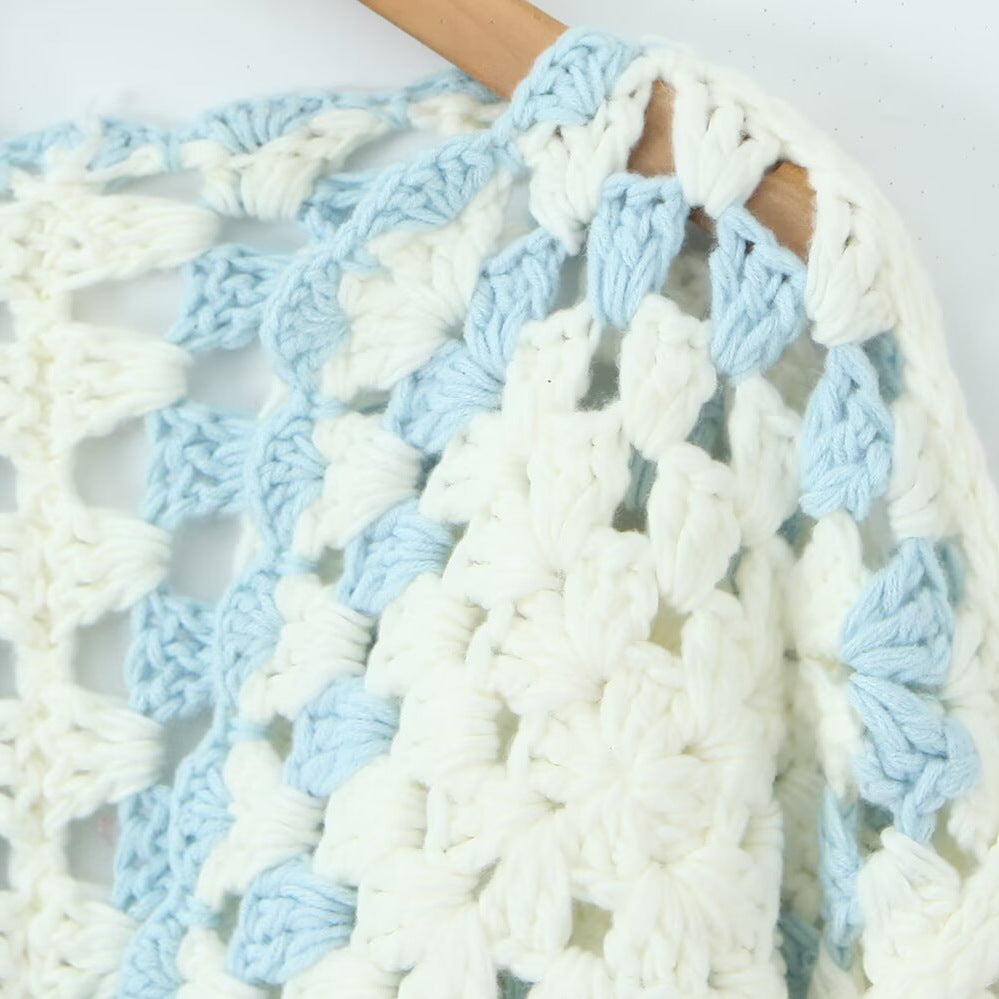 Damen Gehäkelte Granny‑Square Cardigan mit weitem Ärmel und Bindegürtel Shop Nory