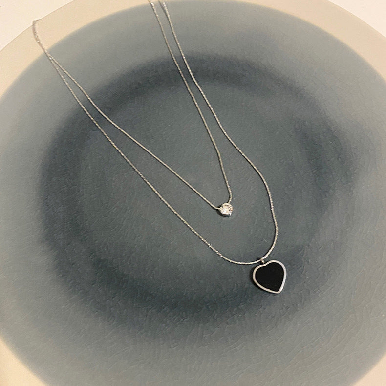 Damen Halskette mit eleganten Herz- und Kristallanhängern Shop Nory