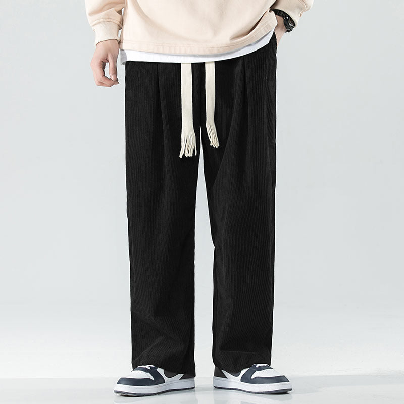 Herren Locker geschnittene Cordhose mit breitem Bein, elastischem Bund und dekorativem Kordelzug Shop Nory