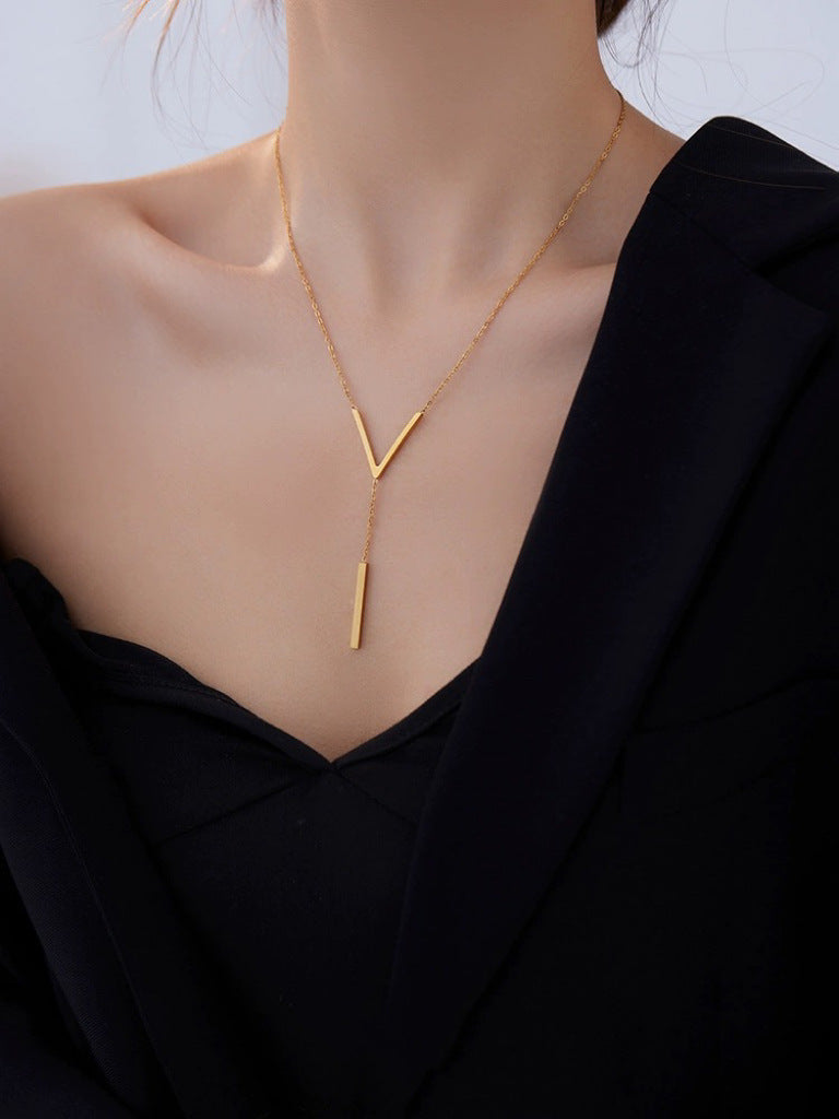 Damen Minimalistische Y-Form Anhänger Halskette Shop Nory