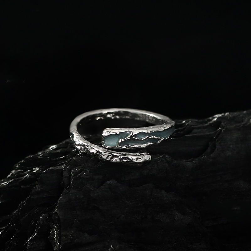 Damen Offener Ring mit wellenförmigem Design und Aquamarin Shop Nory