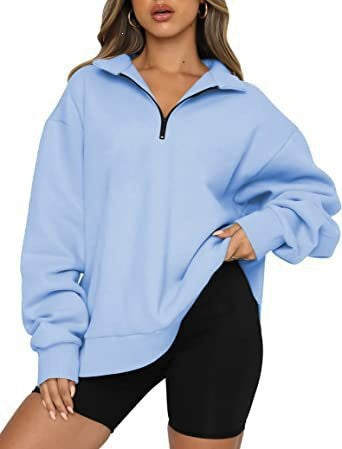 Damen nan oversized Sweatshirt mit halbem Reißverschluss, weichem Fleece-Innenfutter und Kängurutasche Shop Nory