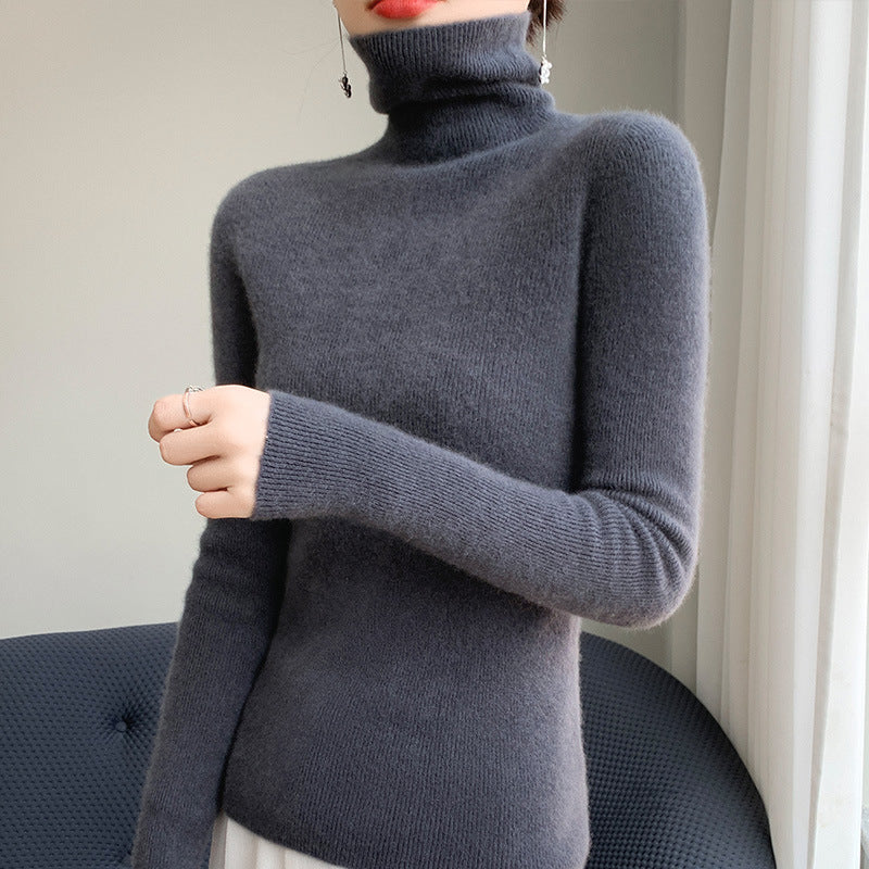 Damen Schmaler Rollkragenpullover aus Kaschmir‑Mix mit extralangem Ärmelabschluss Shop Nory
