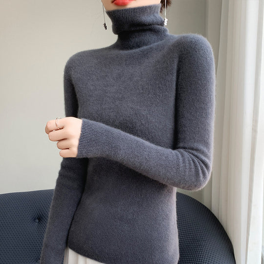 Damen Schmaler Rollkragenpullover aus Kaschmir‑Mix mit extralangem Ärmelabschluss Shop Nory