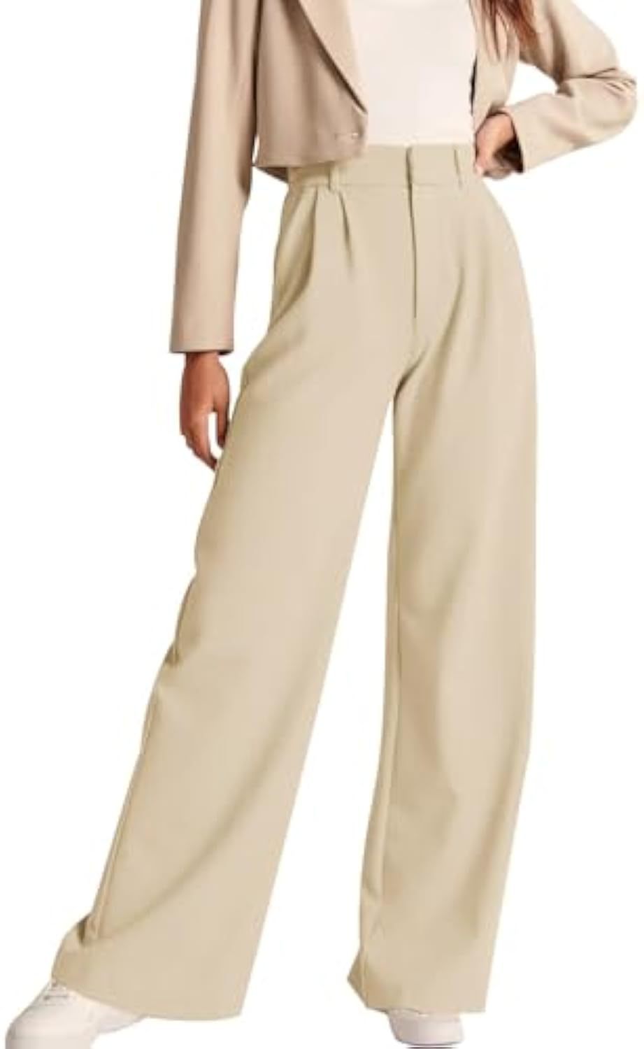 Damen Hochtaillierte Bundfalten-Hose im Palazzo-Stil mit weitem Bein Shop Nory
