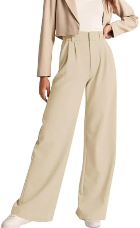Damen Hochtaillierte Bundfalten-Hose im Palazzo-Stil mit weitem Bein Shop Nory