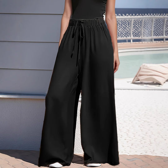 Damen Weite Palazzo‑Hose mit Paperbag‑Bund und Kordelzug Shop Nory