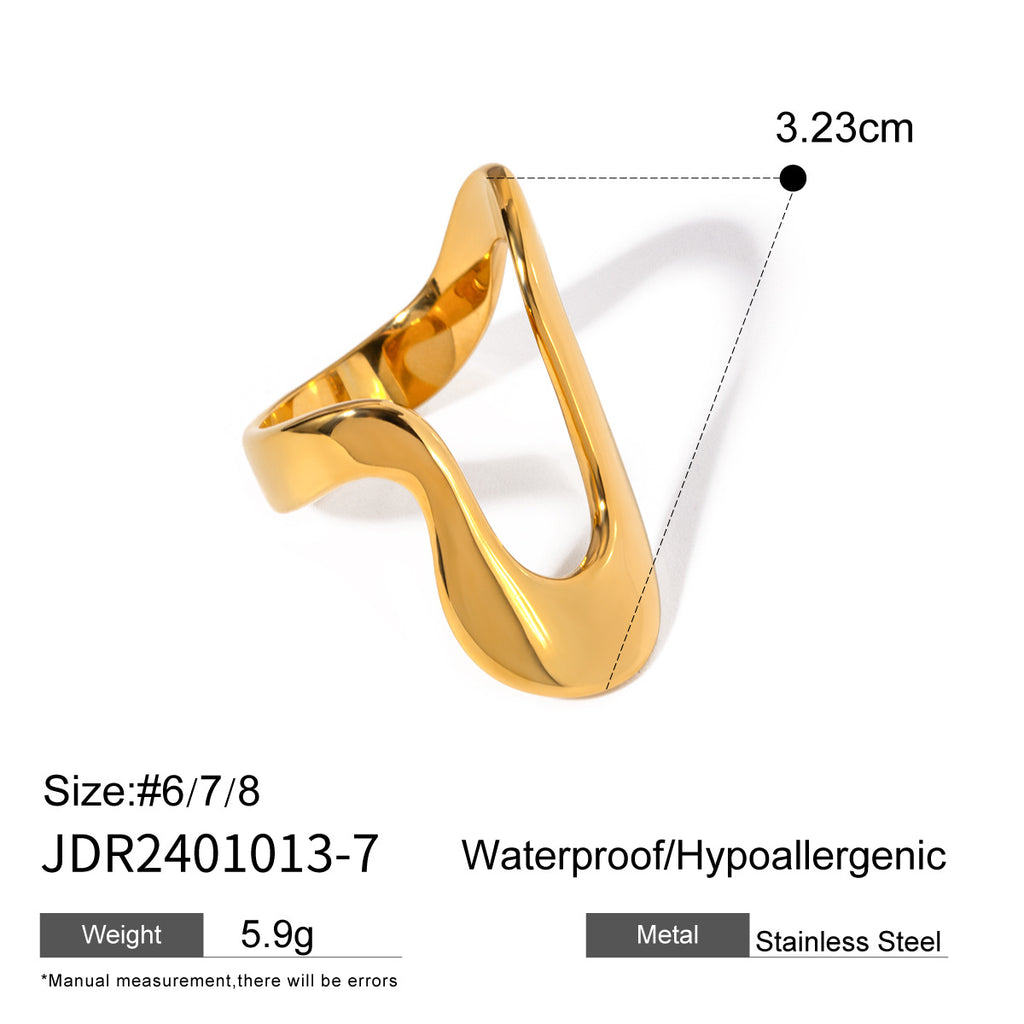 Damen Offener Ring mit modernem geschwungenem Design aus hypoallergenem Edelstahl Shop Nory