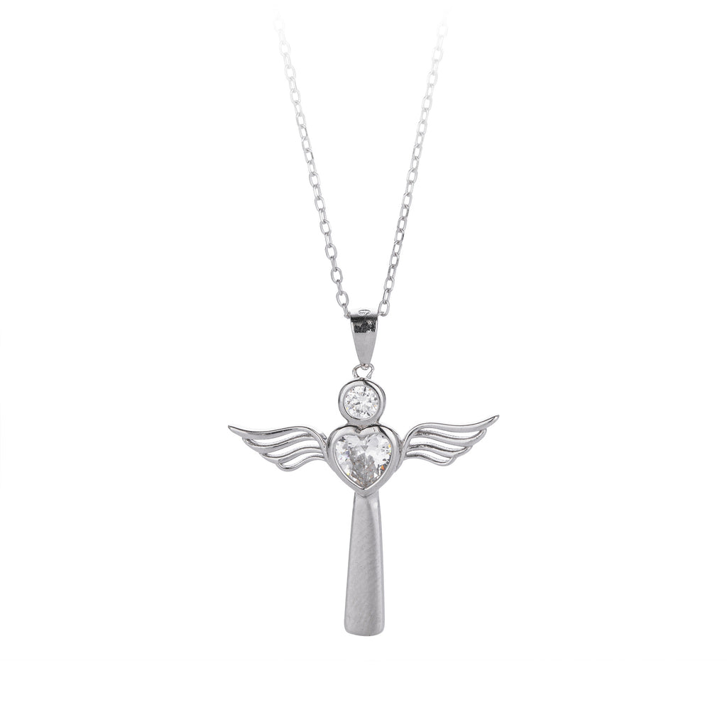 Damen Halskette mit Herz- und Flügeldesign aus 925 Sterling Silber Shop Nory