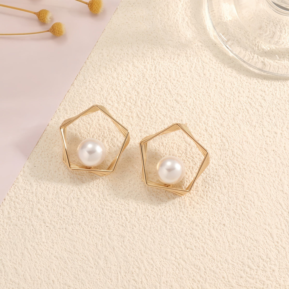 Damen Ohrringe mit eleganter Perlen- und geometrischer Form Shop Nory