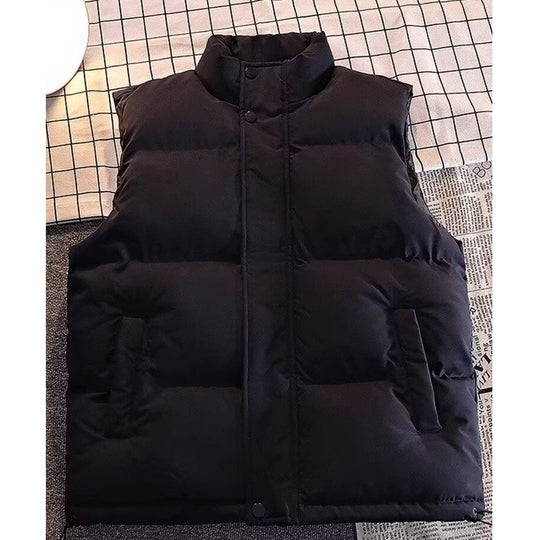 Herren Gepolsterte Ärmellose Steppweste mit Stehkragen und verdeckter Druckknopfleiste Shop Nory