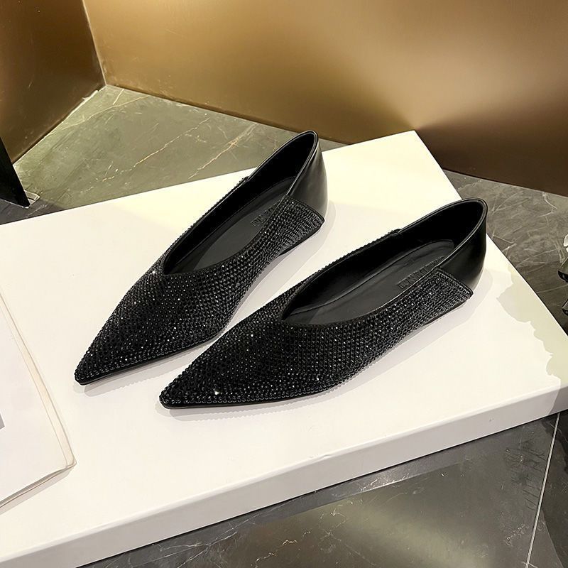 Damen Elegante spitz zulaufende Slipper‑Ballerinas mit Strassnetz und gepolstertem Komfortfußbett Shop Nory
