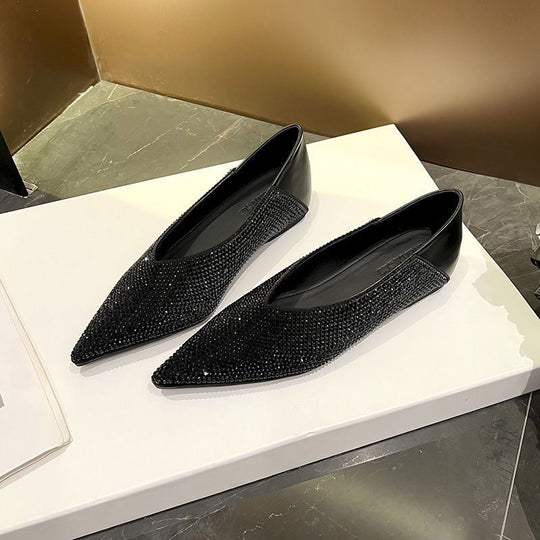 Damen Elegante spitz zulaufende Slipper‑Ballerinas mit Strassnetz und gepolstertem Komfortfußbett Shop Nory