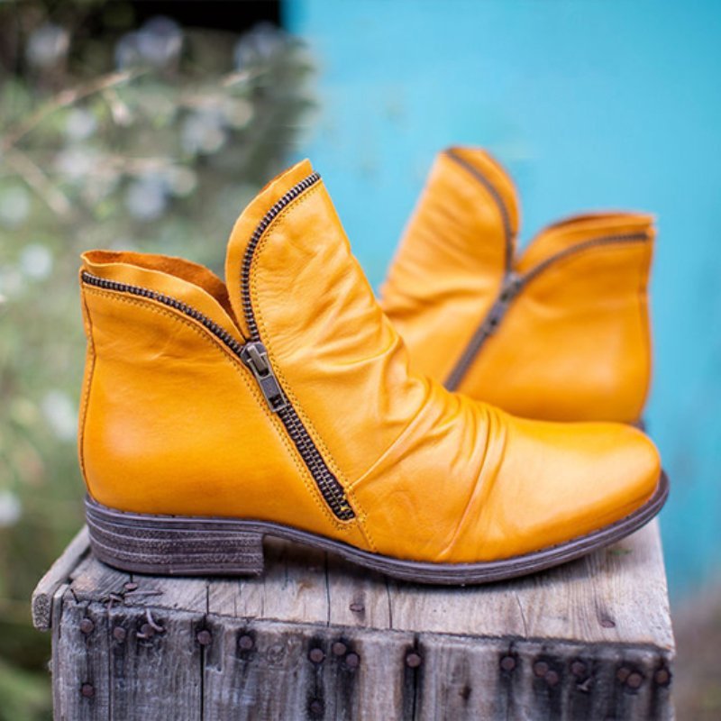 Damen Slouch‑AnklShop Noryoots aus Leder mit seitlichem Reißverschluss und niedrigem Blockabsatz Shop Nory