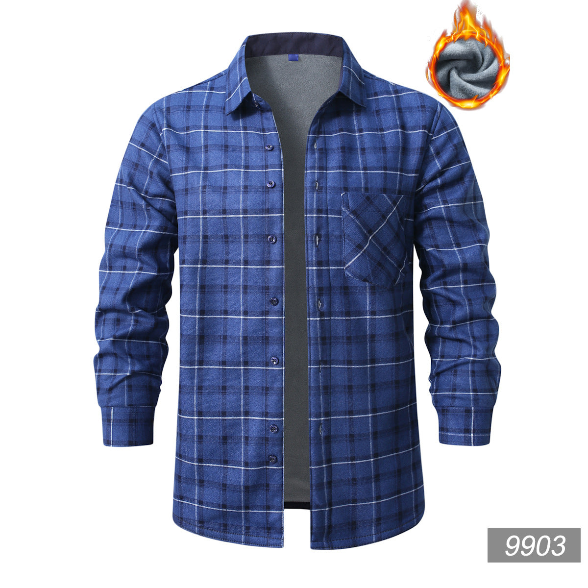 Herren kariertes Flanellhemd mit wärmender Fleece-Innenlage und aufgesetzter Brusttasche Shop Nory