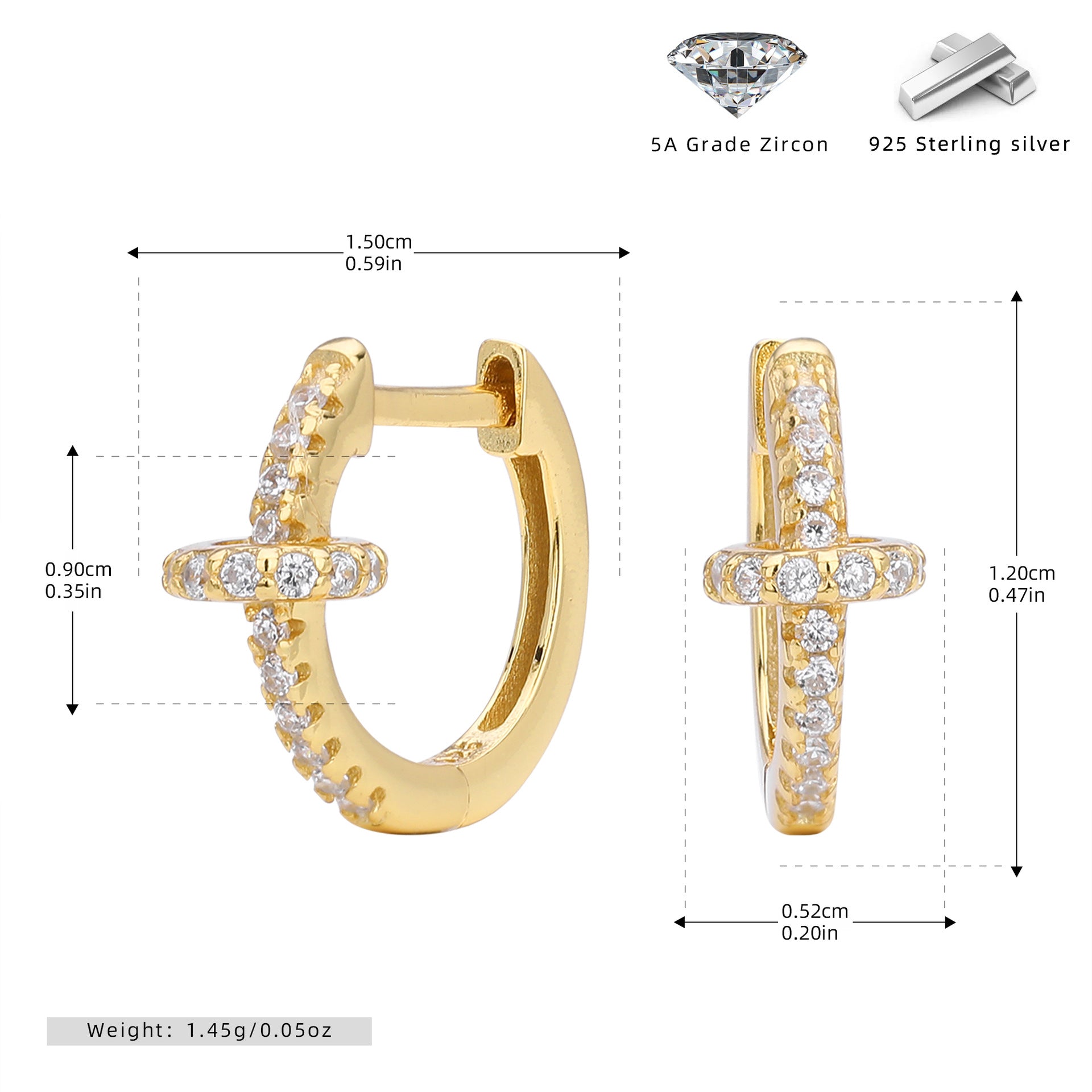Damen Creolenohrringe mit luxuriösem Zirkonbesatz aus 925 Sterling Silber Shop Nory