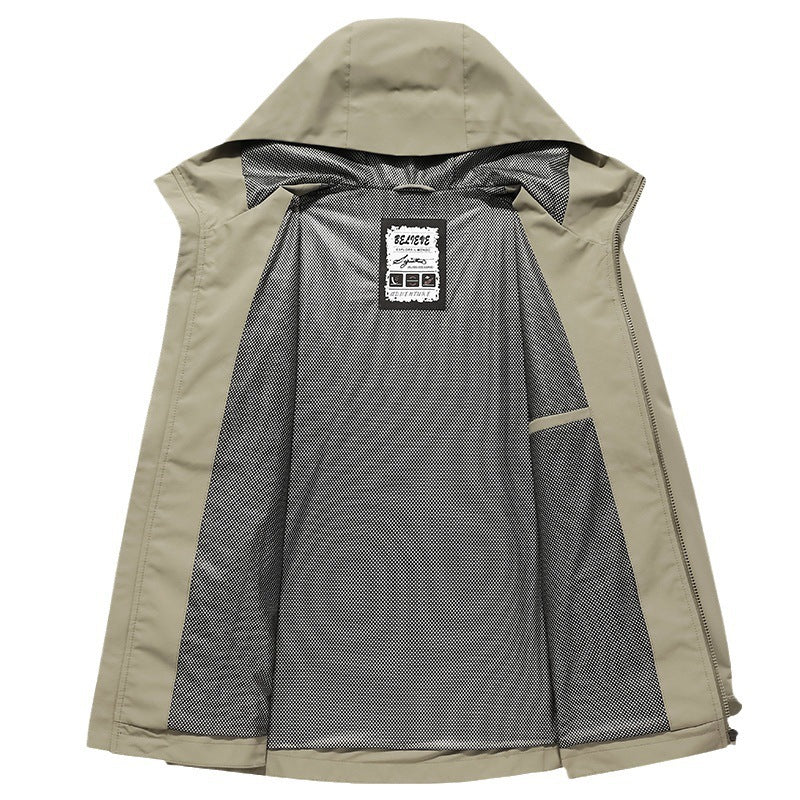 Herren Softshell Regen- und Übergangsjacke mit Kapuze, winddichter Membran und atmungsaktivem Meshfutter Shop Nory
