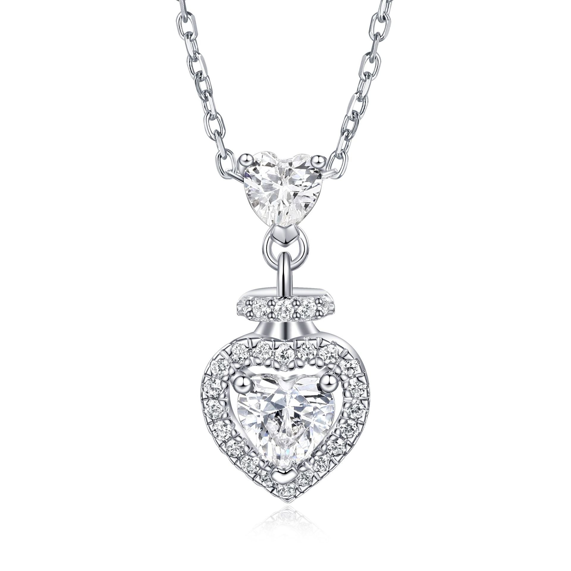 Damen herzförmiger Anhänger mit Zirkonia und eleganter Kettenstruktur Shop Nory