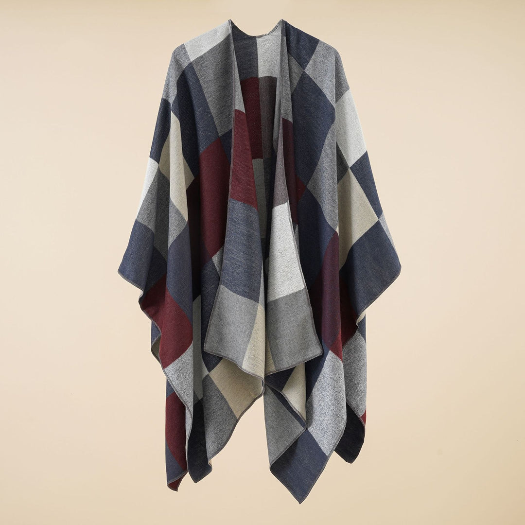 Damen Leichter Jacquard-Poncho mit geometrischem Muster und asymmetrischem Saum Shop Nory