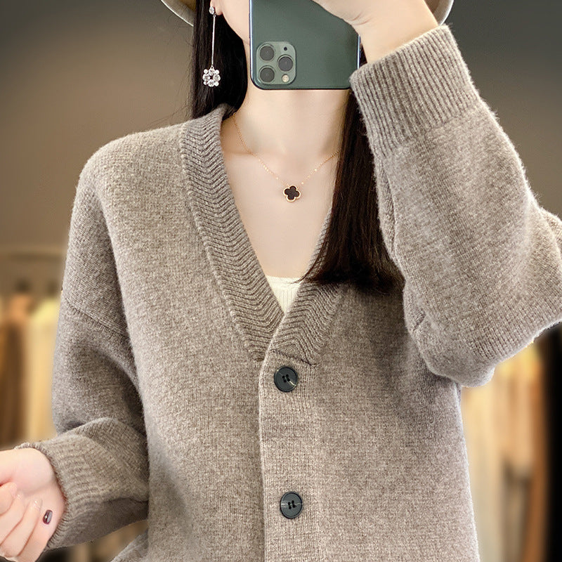 Damen Weicher Boxy-Longcardigan mit tiefem V-Ausschnitt und feiner Rippkante Shop Nory