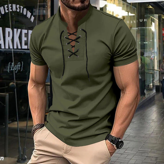 Herren lässiges Poloshirt mit Schnürung