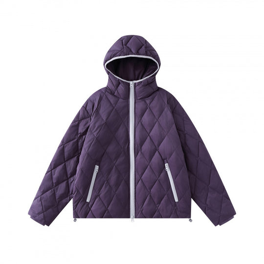 Damen Quilt-Steppjacke mit Kapuze, Diamantsteppung und verstellbarem Saum Shop Nory