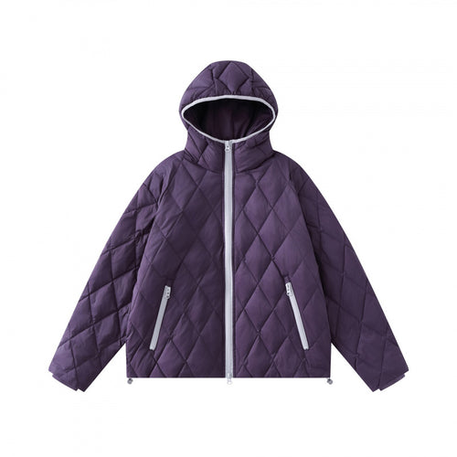 Damen Quilt-Steppjacke mit Kapuze, Diamantsteppung und verstellbarem Saum Shop Nory