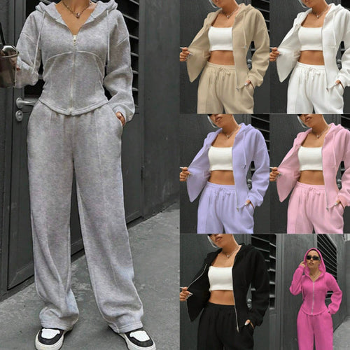 Damen Zip-Hoodie und weite Sweatpants Set mit taillierter Nahtführung Shop Nory