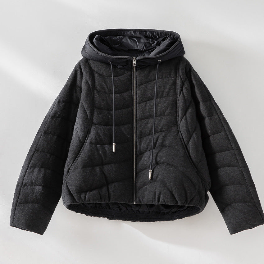 Damen gesteppte Kapuzen-Winterjacke mit tailliertem Gummizug Shop Nory