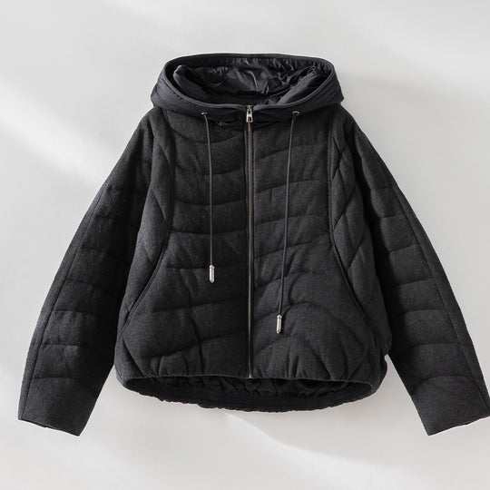 Damen gesteppte Kapuzen-Winterjacke mit tailliertem Gummizug Shop Nory