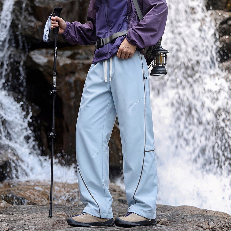 Unisex Wasserabweisende technische Cargo-Hose mit weitem Bein, Reißverschlusstaschen und Kordelzug Shop Nory