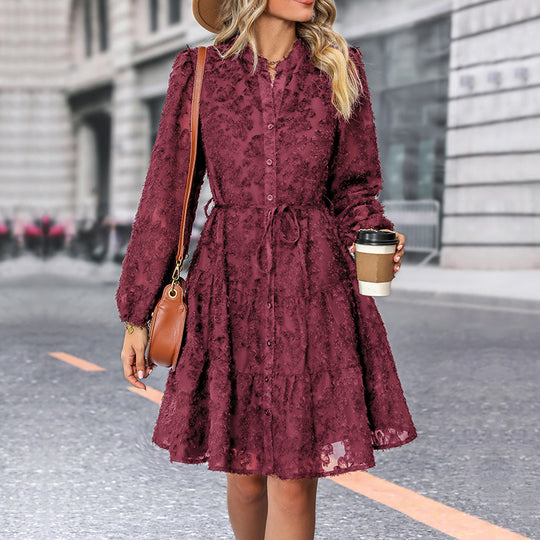 Damen Elegantes Langarmkleid mit Rüschen Shop Nory