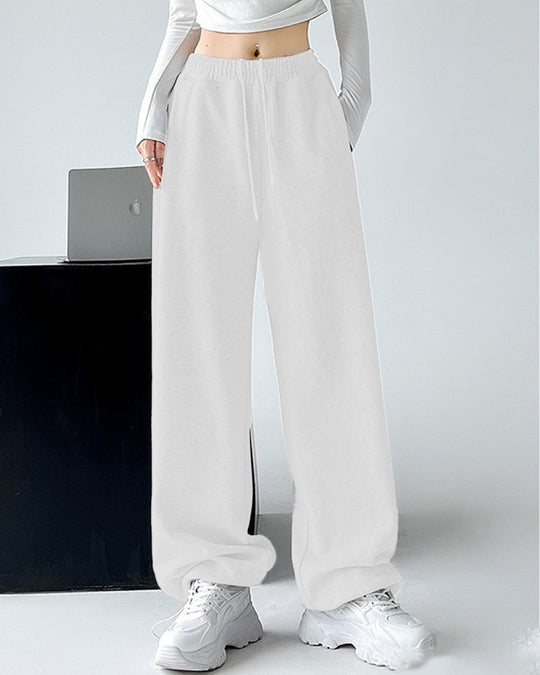 Damen nan extraweite Palazzo-Sweathose mit hohem Komfortbund, seitlichen Eingrifftaschen, Schlitz am Saum und Kordelzug Shop Nory