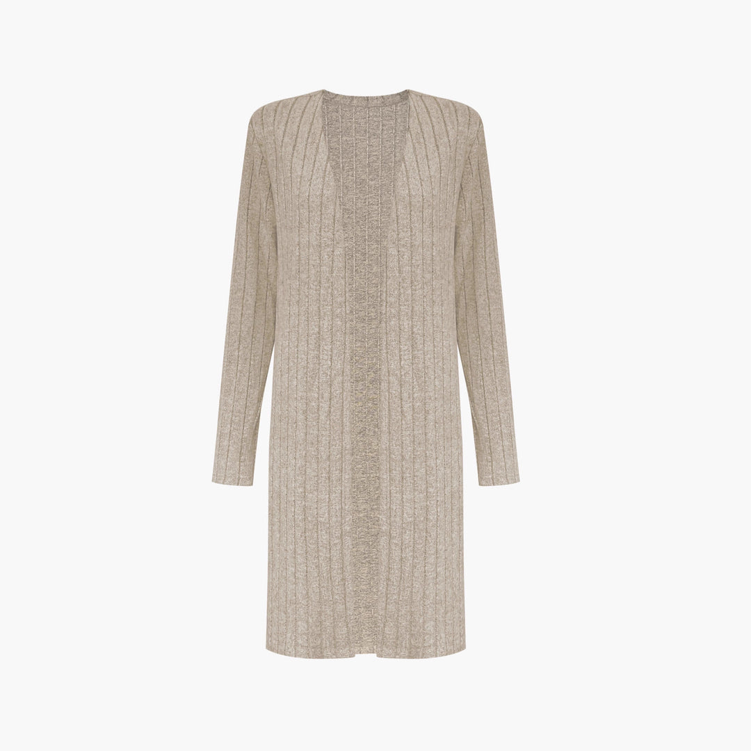 Damen Dreiteiliges geripptes Lounge-Set mit Longcardigan, Crop-Top und High-Waist-Leggings Shop Nory