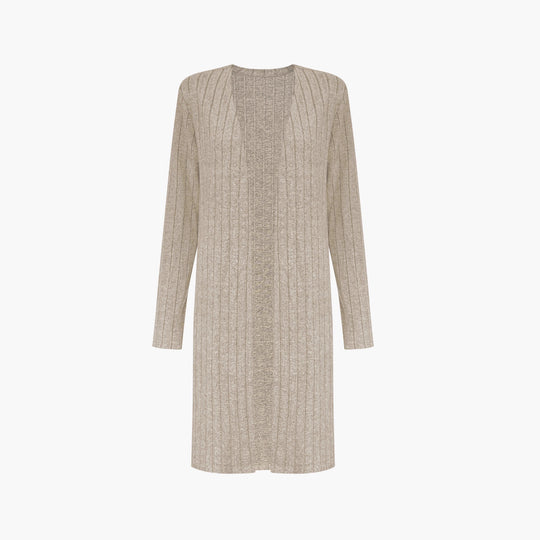 Damen Dreiteiliges geripptes Lounge-Set mit Longcardigan, Crop-Top und High-Waist-Leggings Shop Nory