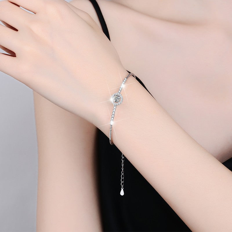 Damen Zartes Armband mit funkelndem Kristall und eleganter Umrandung Shop Nory