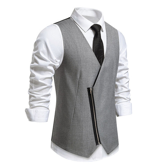 Herren Taillierte Weste mit asymmetrischem Reißverschluss und V-Ausschnitt Shop Nory
