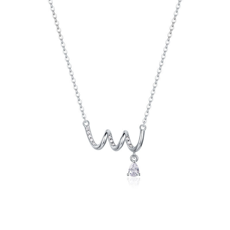 Damen Halskette mit elegantem Wellenmuster und funkelndem Tropfenanhänger Shop Nory