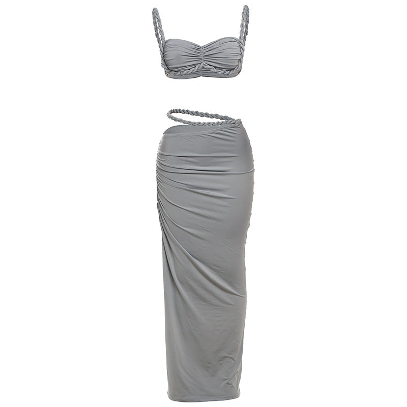 Damen Oberteil und Maxi Rock Set