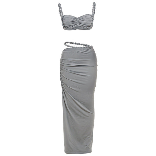 Damen Oberteil und Maxi Rock Set